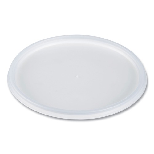 Food Containers & Lids | Dart 48JL Flat Vented Plastic Lids for 24 - 32 oz. Foam Containers - Translucent (500/Carton) image number 0