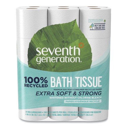 Cleaning Cloths & Wipes | Seventh Generation SEV 13738 2-Ply Septic Safe 100% Recycled Bathroom Tissue - White (24/Pack) image number 0