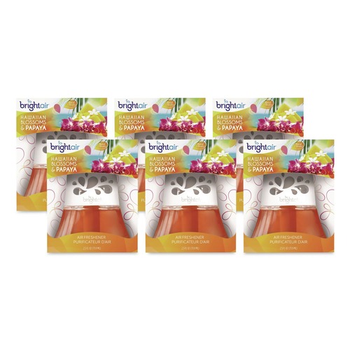 Metered Dispenser Refills | BRIGHT Air BRI 900021 2.5 oz. Scented Oil Air Freshener - Hawaiian Blossoms and Papaya, Orange (6/Carton) image number 0