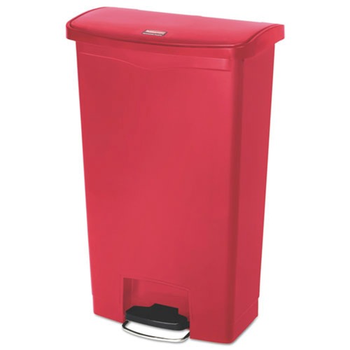 Indoor Waste Receptacles | Rubbermaid Commercial 1883568 Streamline 18-Gallon Front Step Style Resin Step-On Container - Red image number 0