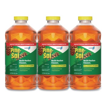 Pine-Sol 60606CT CloroxPro 80 oz. Bottle Multi-Surface Cleaner Disinfectant Concentrated - Original Pine Scent (3/Carton)