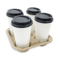 Cup Trays | Boardwalk BWK4CUPCARRIER Four Cup Carrier Tray for 8 - 32 oz. Cups - Kraft (300/Carton) image number 4