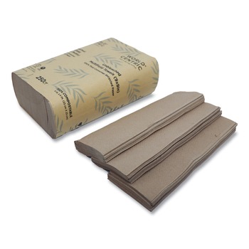 JANITORIAL | World Centric TWPAMF 9 in. x 9 in. 1-Ply 100% PCW Recycled Paper Towels - Natural (4000/Carton)