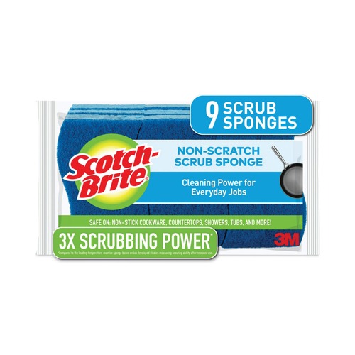 Scouring Pads & Sticks | Scotch-Brite 529-5 4.4 in. x 2.6 in. 0.8 in. Thick Non-Scratch Multi-Purpose Scrub Sponge - Blue (9/Pack) image number 0