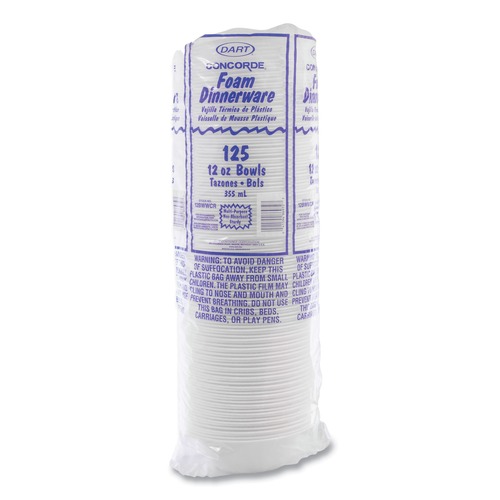 Bowls | Dart 12BWWCR 10 oz. - 12 oz. Concorde Foam Bowl - White (1000/Carton) image number 0