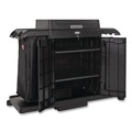 Janitorial & Housekeeping Carts | Rubbermaid Commercial 2202587 24.4 in. x 62.4 in. x 56.9 in. 4-Shelf Housekeeping Cart with Hood and Doors - Black image number 2