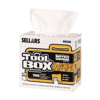  | Sellars 68200 1-Ply 8.27 x 16.5 TOOLBOX WaterWeave T600 Wipers - White (10/Carton)