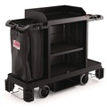 Perforated Roll & Hand Towels | Suncast Commercial HKC2002 24 in. x 62.13 in. x 49.75 in. 1-Shelf Plastic Partially Assembled Premium Housekeeping Cart - Black image number 3
