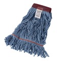 Mop Heads | Boardwalk BWKLM30311L Looped End Wideband Cotton/Synthetic Mop Heads - Large, Blue (12/Carton) image number 0