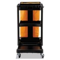 Perforated Roll & Hand Towels | Rubbermaid Commercial FG617388BLA 20 in. x 45 in. x 38.25 in. 4 Shelves 1 Bin Plastic Multi-Shelf Cleaning Cart - Black image number 5