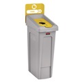 Indoor Waste Receptacles | Rubbermaid Commercial 2185052 Slim Jim Recycling Station Kit 1-Stream Bottles and Cans 23 gal Plastic Yellow/Gray image number 1