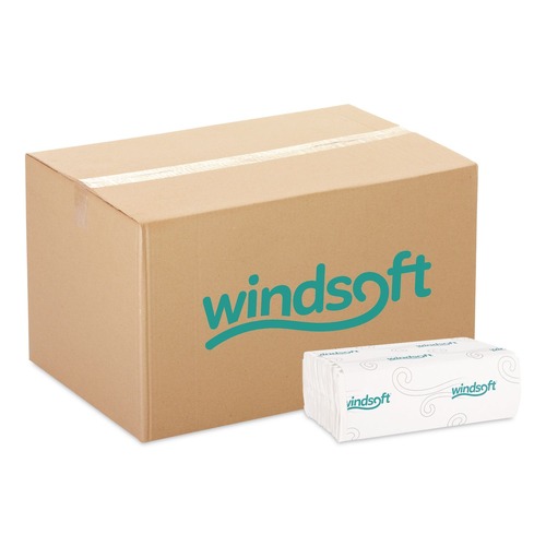 Perforated Roll & Hand Towels | Windsoft 101C 10.2 in. x 13.25 in. 1-Ply C-Fold Paper Towels - White (200/Pack, 12 Packs/Carton) image number 0