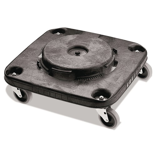 Dollies | Rubbermaid Commercial FG353000BLA BRUTE Square 300 lbs. Capacity Trash Can Dolly - Black image number 0