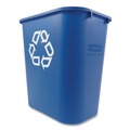 Indoor Waste Receptacles | Rubbermaid Commercial FG295673BLUE 28.13-Quart Rectangular Deskside Recycling Container - Medium, Blue image number 4