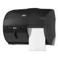 Toilet Tissue Dispensers | Tork 565728 11.06 in. x 7.18 in. x 8.81 in. Twin Bath Tissue Roll Dispenser for OptiCore - Black (1/Carton) image number 4