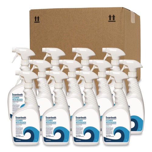 Bathroom Cleaners | Boardwalk BWK4832 32 oz Cleaner with Bleach - Apple Scent (12/Carton) image number 0