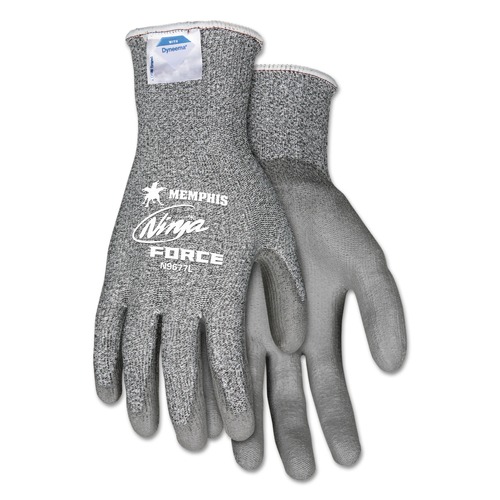 Work & Welding Gloves | MCR Safety N9677L Ninja Force Polyurethane Coated Gloves - Large, Gray (1-Pair) image number 0