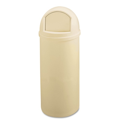 Indoor Waste Receptacles | Rubbermaid Commercial FG817088BEIG Marshal 25-Gallon Plastic Round Classic Container - Beige image number 0