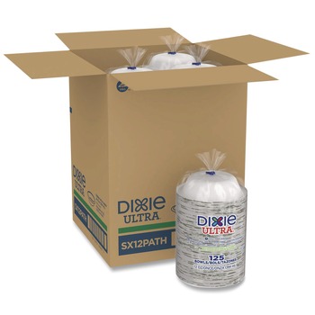 BOWLS | Dixie SX12PATH Pathways 12 oz. Heavyweight Paper Bowls - Green/Burgundy (1000/Carton)