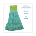 Mop Heads | Boardwalk BWK1200MCT EcoMop Recycled Fiber Looped-End Mop Head - Medium, Green (12/Carton) image number 4