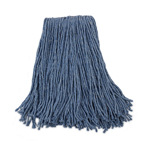 Mop Heads | Boardwalk BWK2020B #20 Cut-End Cotton/Synthetic Fiber Standard Mop Head - Blue (12/Carton) image number 0
