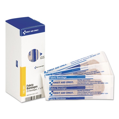 Bandages | First Aid Only FAE-3001 1 in. x 3 in. SmartCompliance Fabric Bandages (25/Box) image number 0
