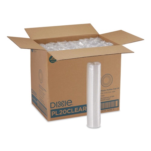 Perforated Roll & Hand Towels | Dixie PL20CLEAR Plastic Portion Cup Lid Fits 1.5 oz to 2 oz Cups Clear 100/Sleeve 24 Sleeves/Carton image number 0