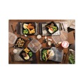 Food Storage Containers & Lids | Pactiv Corp. DC858330B000 33 oz. 8-1/2 in. x 8-1/5 in. x 3 in. 3-Compartment EarthChoice Vented Dual Color Microwavable Hinged Lid Container - Black/Clear (150/Carton) image number 6
