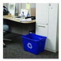 Indoor Waste Receptacles | Rubbermaid Commercial FG571473BLUE 14 Gallon Polyethylene Stacking Recycle Bin - Blue image number 4