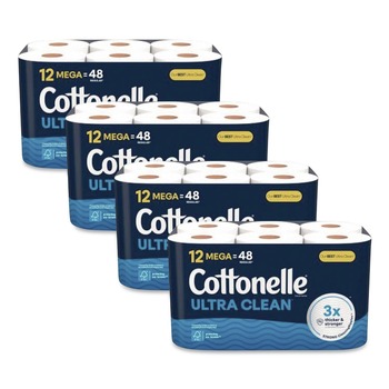 PRODUCTS | Cottonelle 55480 Ultra CleanCare 1-Ply Septic Safe Strong Bath Tissue Toilet Paper - White (4/Carton)