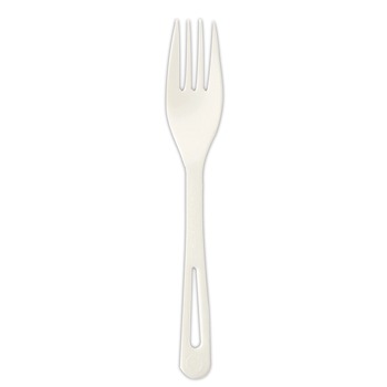 World Centric FOPS6 6.3 in. TPLA Compostable Cutlery Fork - White (1000/Carton)