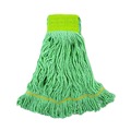 Mop Heads | Boardwalk BWK1200LCT EcoMop Recycled Fiber Looped-End Mop Heads - Large, Green (12/Carton) image number 1