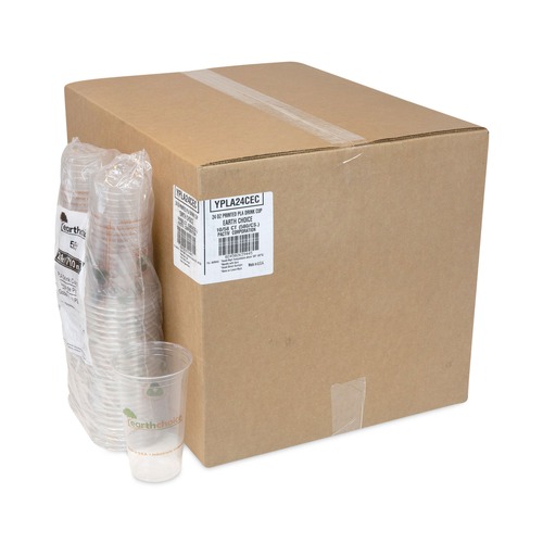Cups | Pactiv Corp. YPLA24CEC EarthChoice 24 oz. Compostable Cold Cup - Clear/Printed image number 0
