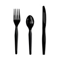 Cutlery Kits | Boardwalk BWK3KITHVYBL 3-Piece Heavyweight Fork/Knife/Teaspoon Cutlery Kit - Black (250/Carton) image number 1