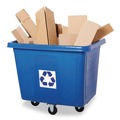 Tilt Trucks | Rubbermaid Commercial FG461673BLUE 500 lbs. Capacity 120 Gallon Polyethylene Recycling Cube Truck - Blue image number 3