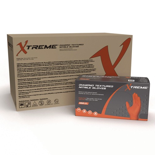 Food Service Disposable & Single Use Gloves | Ammex XODN46100 6 mil DT Nitrile Powder-Free Disposable Gloves - Large, Orange (1000/Carton) image number 0