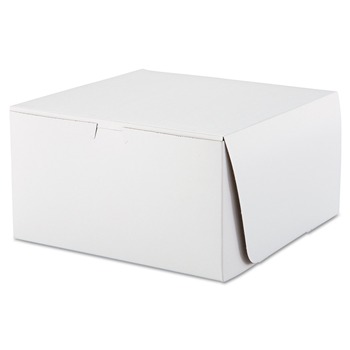 BAKERY BOXES AND CONTAINERS | SCT SCH 0977 10 in. x 10 in. x 5.5 in. Paper One-Piece Non-Window Bakery Boxes - White (100/Carton)