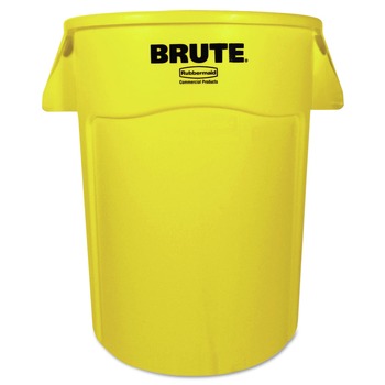 INDOOR WASTE RECEPTACLES | Rubbermaid Commercial FG264360YEL 44 Gallon Plastic Vented Round Brute Container - Yellow