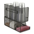 Perforated Roll & Hand Towels | Mind Reader UPMESH-BLK 5 in. x 13 in. x 11.5 in. 2-Tier 6-Compartment Network Collection Coffee Cup and Condiment Countertop Organizer - Black image number 3