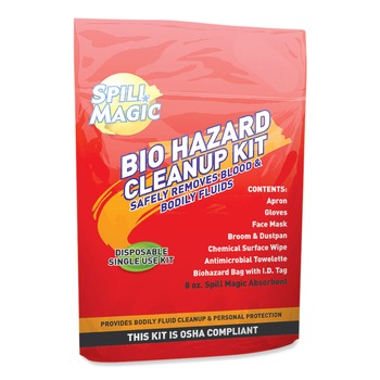 BLOOD CLEANUP KIT | First Aid Only SM-BIOHAZARD 0.75 x 6 x 9 Biohazard Spill CleanUp (1-Kit)
