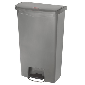 Rubbermaid Commercial 1883604 Streamline 18-Gallon Front Step Style Resin Step-On Container - Gray