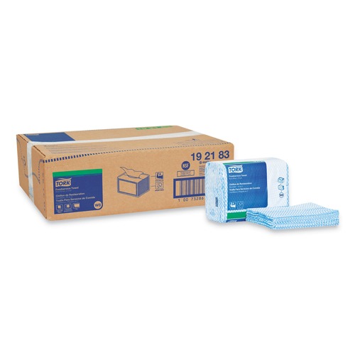 Cleaning Cloths & Wipes | Tork 192183 11.75 x 14.75 1-Ply Small Pack Foodservice Cloth - Blue/White/Unscented (4/Carton) image number 0