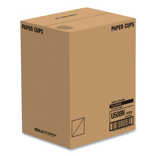 Cups | SOLO U508N-02050 8 oz. Uncoated Hot Drink Paper Cups - White (1000/Carton) image number 0