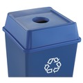 Waste Receptacle Lids | Rubbermaid Commercial FG279100DBLUE Untouchable 20-1/8 in. x 20-1/8 in. Bottle and Can Recycling Lid - Blue image number 2