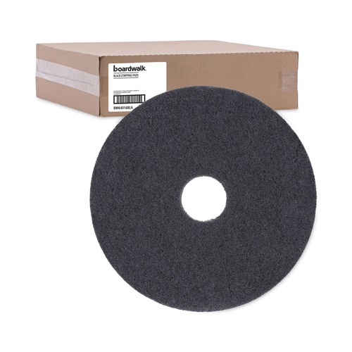 Floor Pads-Stripping | Boardwalk BWK4016BLA 16 in. Diameter Stripping Floor Pads - Black (5/Carton) image number 0