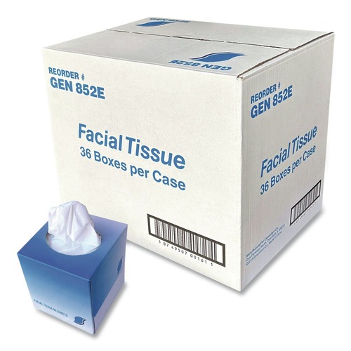 Facial Tissues | GEN GEN852E 2-Ply Facial Tissue Cube Box - White (36 Boxes/Carton) image number 0