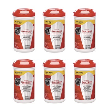  | Sani Professional P66784 175 Wipes Unscented No-Rinse Sanitizing Multi-Surface Wipes - White (6/Carton)