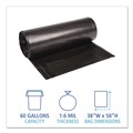 Low-Density Trash Bags | Boardwalk X7658XKKR01 38 in. x 58 in. 60 gal. 1.6 mil Recycled Low-Density Polyethylene Can Liners - Black (100/Carton) image number 4