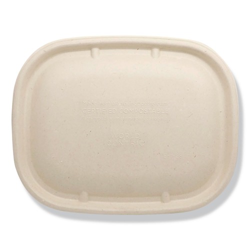 Food Containers & Lids | World Centric CTLSCU3LF 8.9 in. x 6.9 in. x 0.4 in. Paper Fiber Lids for Fiber Containers - Natural (400/Carton) image number 0