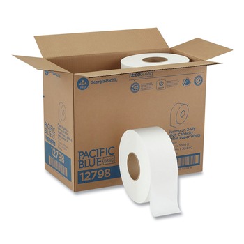 Georgia Pacific Professional 12798 1000 ft. Jumbo Jr. 2 Ply Bathroom Tissue Rolls - White (8/Carton)